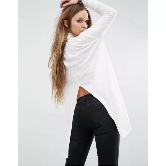 Free People |We The Free Women’s Medium White Split Back Cowl Neck Tunic - Picture 2 of 16